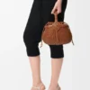 Mini-Korb-Tasche «Diamond Round» aus Kalbsleder