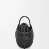Mini-Korb-Tasche «Diamond Round» aus Kalbsleder