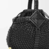 Mini-Korb-Tasche «Diamond Round» aus Kalbsleder