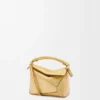 Mini Puzzle Edge-Tasche aus laminiertem Lammleder