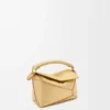 Mini Puzzle Edge-Tasche aus laminiertem Lammleder