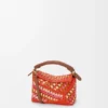 Mini Puzzle Edge Tasche aus Raffia und Kalbsleder