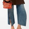 Mini Puzzle Edge Tasche aus Raffia und Kalbsleder