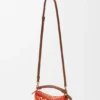 Mini Puzzle Edge Tasche aus Raffia und Kalbsleder
