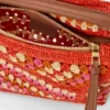 Mini Puzzle Edge Tasche aus Raffia und Kalbsleder