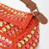 Mini Puzzle Edge Tasche aus Raffia und Kalbsleder