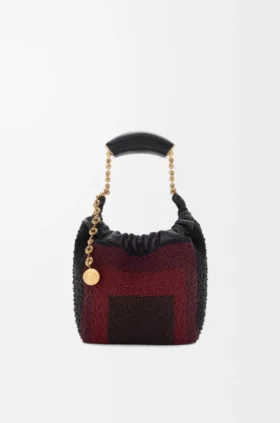 Mini-Squeeze-Tasche aus perlenverziertem Leder