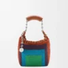 Mini-Squeeze-Tasche aus perlenverziertem Leder