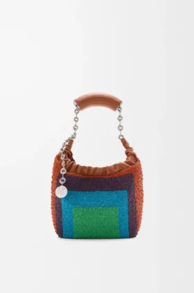 Mini-Squeeze-Tasche aus perlenverziertem Leder