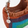 Mini-Squeeze-Tasche aus perlenverziertem Leder