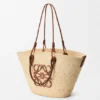 Mittlere Anagram-Korb-Tasche aus Iraca-Palme und Kalbsleder Mittlere Anagram-Korb-Tasche aus Iraca-Palme und Kalbsleder