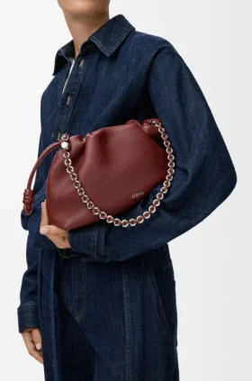 Mittlere Flamenco Purse aus feingranuliertem Kalbsleder