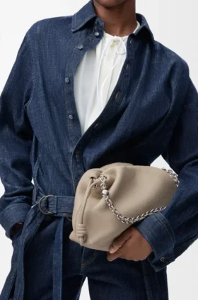 Mittlere Flamenco Purse aus feingranuliertem Kalbsleder