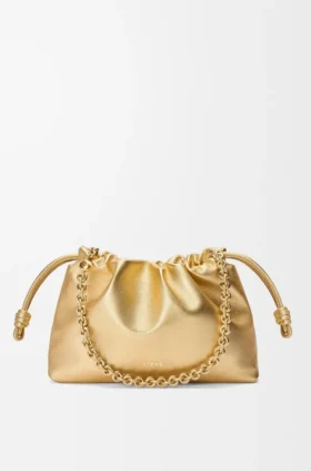 Mittlere Flamenco Purse aus laminiertem Lammleder