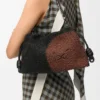 Mittlere «Lion Beads» Flamenco Purse aus perlenverziertem Canvas und Kalbsleder