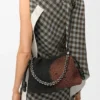 Mittlere «Lion Beads» Flamenco Purse aus perlenverziertem Canvas und Kalbsleder
