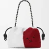 Mittlere «Lion Beads» Flamenco Purse aus perlenverziertem Canvas und Kalbsleder