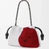 Mittlere «Lion Beads» Flamenco Purse aus perlenverziertem Canvas und Kalbsleder