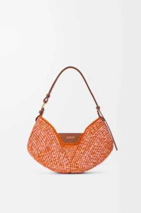 Mittlere loewe Swing-Tasche aus Raffia und Kalbsleder