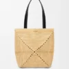 Mittlere «Puzzle Fold»-Tasche aus Raffia Mittlere «Puzzle Fold»-Tasche aus Raffia
