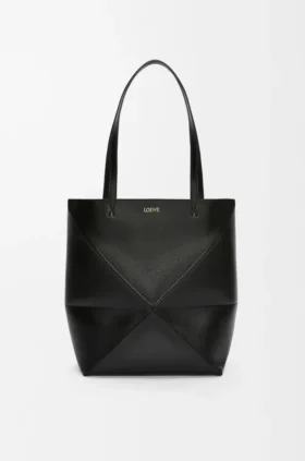 Mittlere Puzzle Fold Tote Bag aus glänzendem Kalbsleder