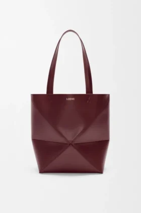 Mittlere Puzzle Fold Tote Bag aus glänzendem Kalbsleder