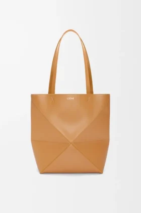 Mittlere Puzzle Fold Tote Bag aus glänzendem Kalbsleder
