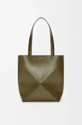 Mittlere Puzzle Fold Tote Bag aus glänzendem Kalbsleder