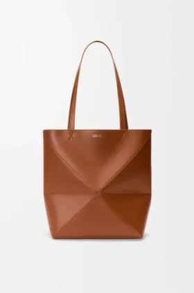 Mittlere Puzzle Fold Tote Bag aus glänzendem Kalbsleder