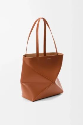 Mittlere Puzzle Fold Tote Bag aus glänzendem Kalbsleder