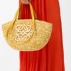 Mittlerer «Eclipse»-Korb aus Raffia und Kalbsleder Mittlerer «Eclipse»-Korb aus Raffia und Kalbsleder