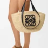 Mittlerer «Eclipse»-Korb aus Raffia und Kalbsleder Mittlerer «Eclipse»-Korb aus Raffia und Kalbsleder