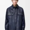 Overshirt aus Nappa-Lammleder und Baumwolle Overshirt aus Nappa-Lammleder und Baumwolle