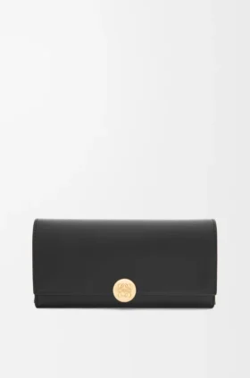 Pebble Continental-Portemonnaie aus glänzendem Nappa-Kalbsleder