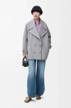 Pebble-Peacoat aus Wolle