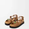 Pebble-Perlen Fussbett-Sandale aus Nappa-Lammleder Pebble-Perlen Fussbett-Sandale aus Nappa-Lammleder