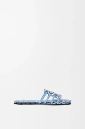 «Petal Anagram»-Slipper aus besticktem Canvas