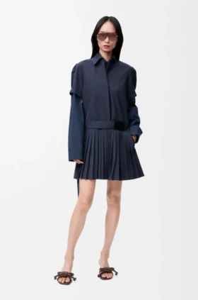 Plissiertes Kleid aus Baumwollmischung