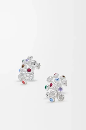 Push-Pin-Ohrringe aus Sterlingsilber und Kristallen