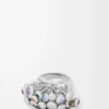 Push-Pin-Ring aus Sterlingsilber und Kristallen
