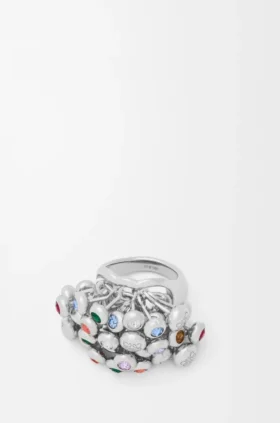 Push-Pin-Ring aus Sterlingsilber und Kristallen