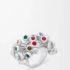 Push-Pin-Ring aus Sterlingsilber und Kristallen