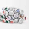 Push-Pin-Ring aus Sterlingsilber und Kristallen