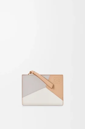Puzzle Compact-Portemonnaie aus klassischem Kalbsleder