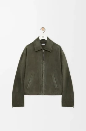 Reissverschlussjacke aus Lammveloursleder