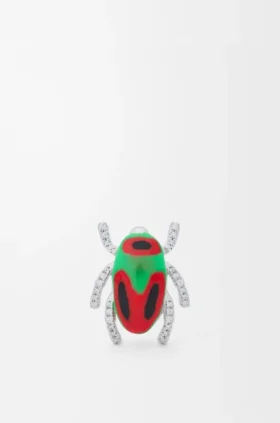 Scarabeo-Brosche aus Sterlingsilber und Emaille