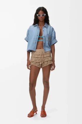Shorts aus gehäkelter Baumwolle
