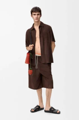 Shorts mit Kordelzug aus Ziegenveloursleder Shorts mit Kordelzug aus Ziegenveloursleder
