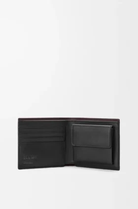Switch-Portemonnaie mit zwei Fächern aus geschmeidigem genarbtem Kalbsleder und Wildleder