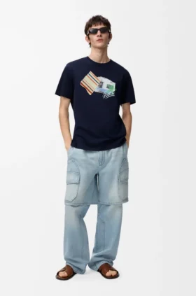 T-Shirt in lockerer Passform aus technischer Baumwolle